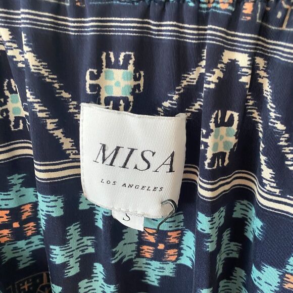 Revolve Misa Los Angeles Poppy Off Shoulder Aztec Navy Midnight Desert Dress SM - Picture 7 of 11